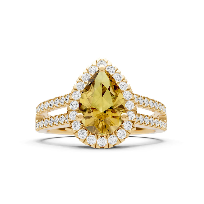 Pear Gemstone Halo Double Band Pave