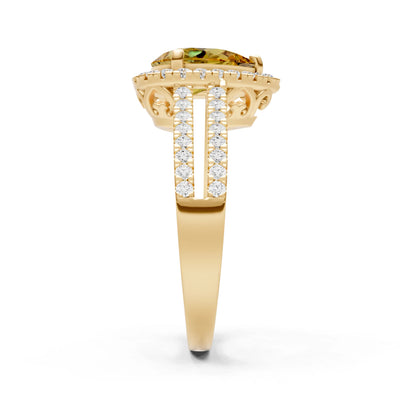 Citrine Halo Double Pear Cut Band Pave