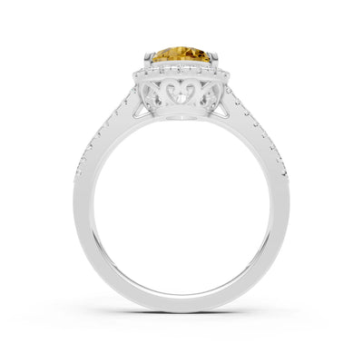 Citrine Halo Double Pear Cut Band Pave