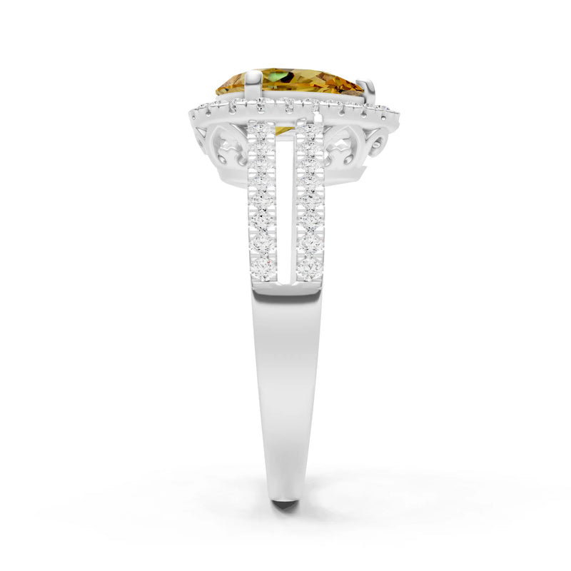 Citrine Halo Double Pear Cut Band Pave