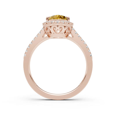 Pear Gemstone Halo Double Band Pave