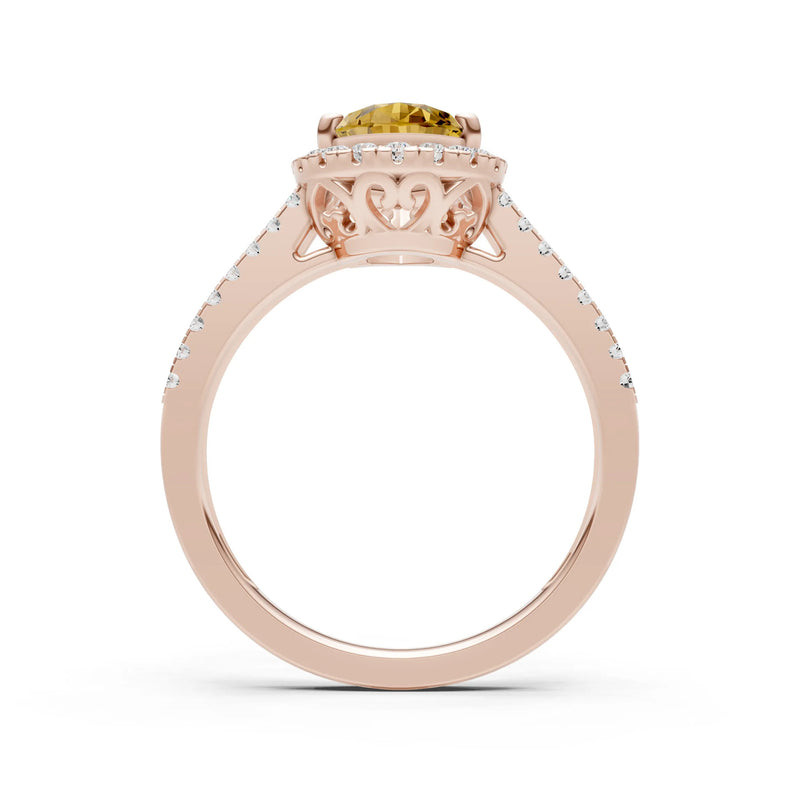 Pear Gemstone Halo Double Band Pave