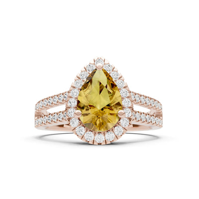 Pear Gemstone Halo Double Band Pave