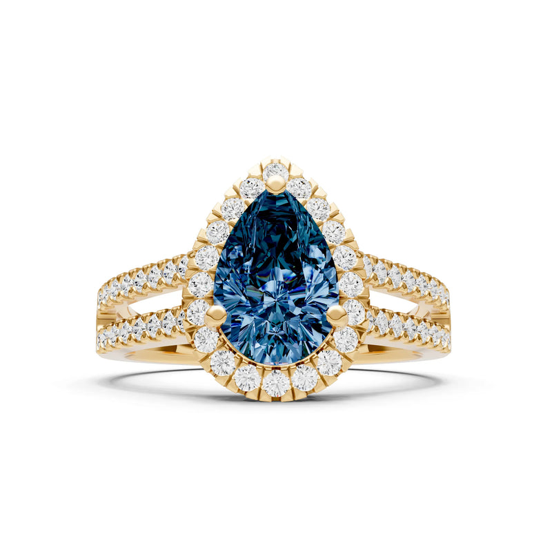 Alexandrite Halo Double Pear Cut Band Pave