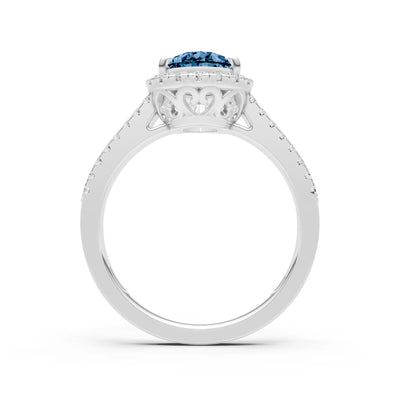 Pear Gemstone Halo Double Band Pave