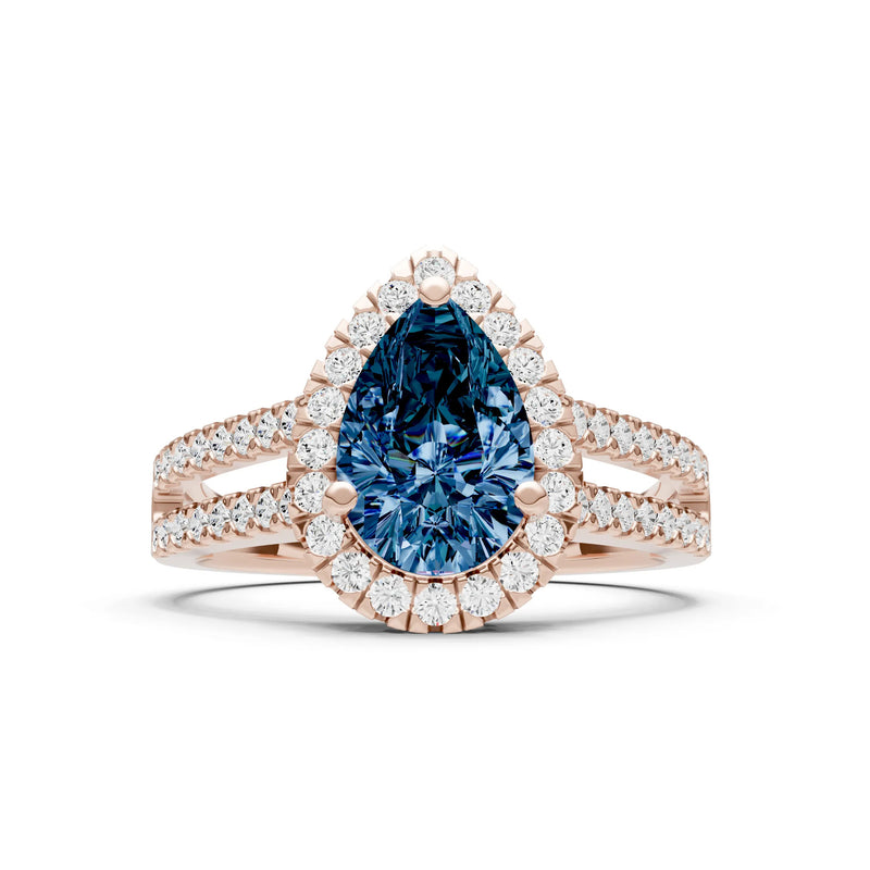 Pear Gemstone Halo Double Band Pave