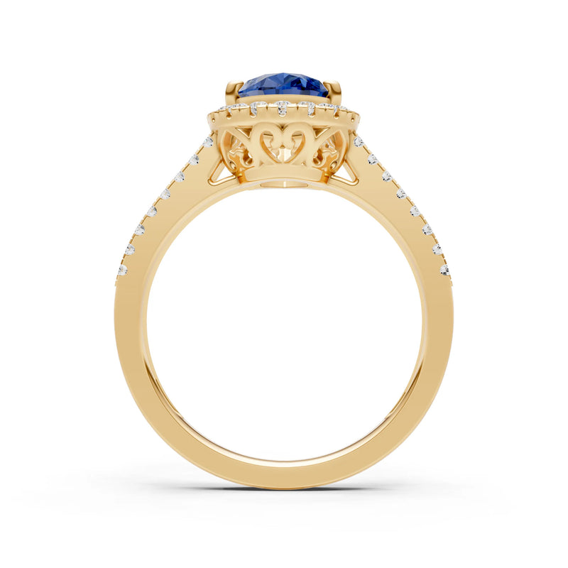 Pear Gemstone Halo Double Band Pave