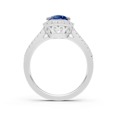 Pear Gemstone Halo Double Band Pave