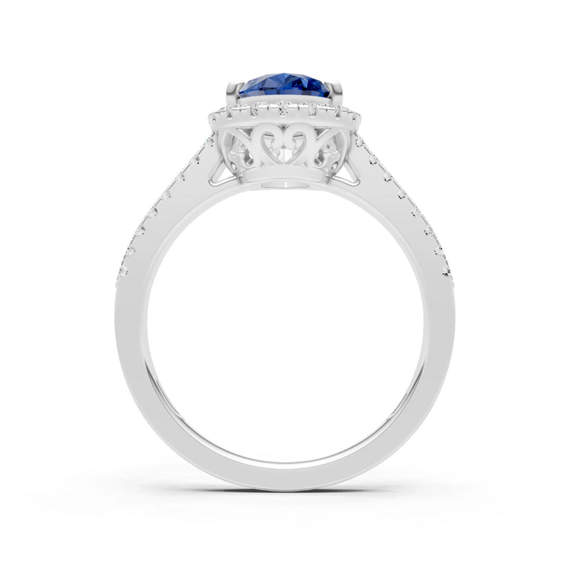Pear Gemstone Halo Double Band Pave