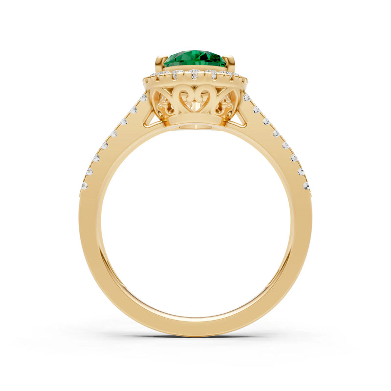 Pear Gemstone Halo Double Band Pave
