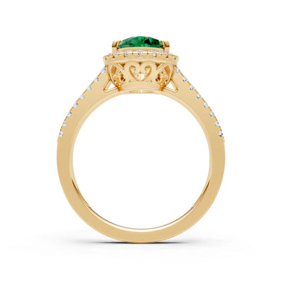 Emerald Halo Double Pear Cut Band Pave