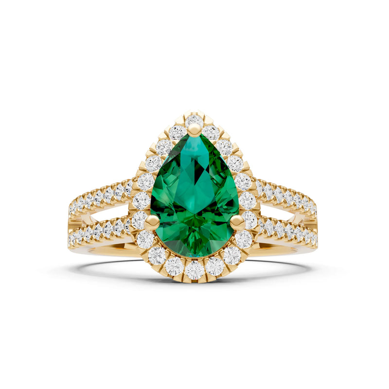 Emerald Halo Double Pear Cut Band Pave