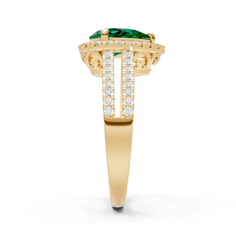 Emerald Halo Double Pear Cut Band Pave