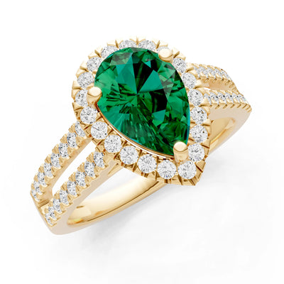Emerald Halo Double Pear Cut Band Pave