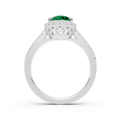 Pear Gemstone Halo Double Band Pave