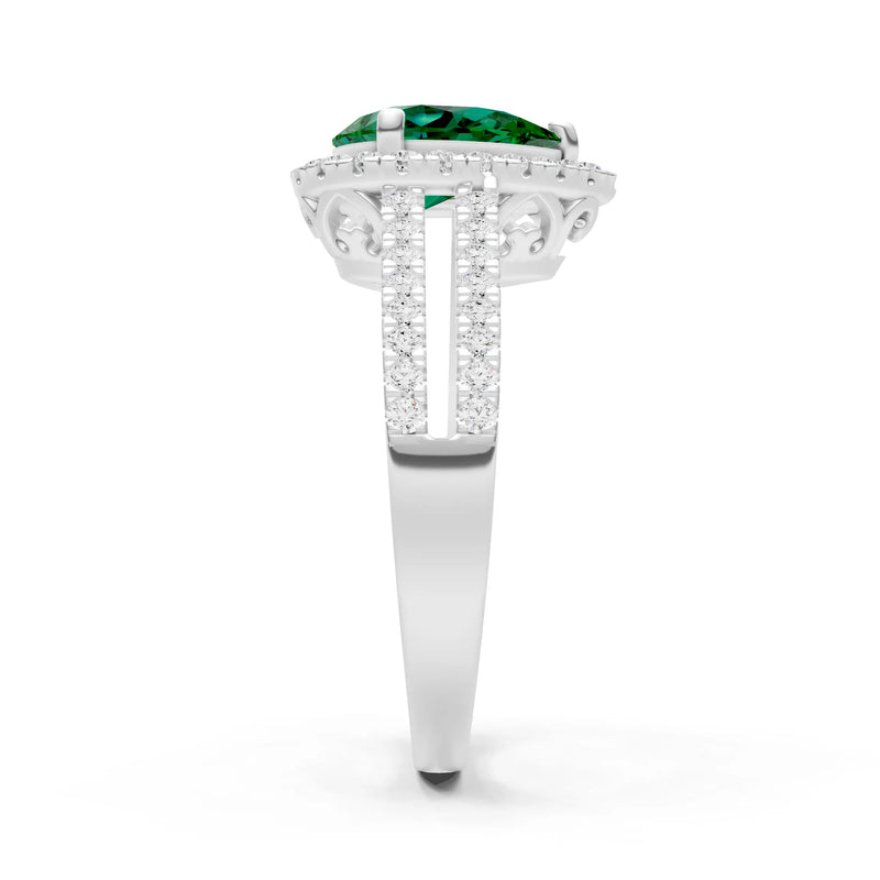 Pear Gemstone Halo Double Band Pave