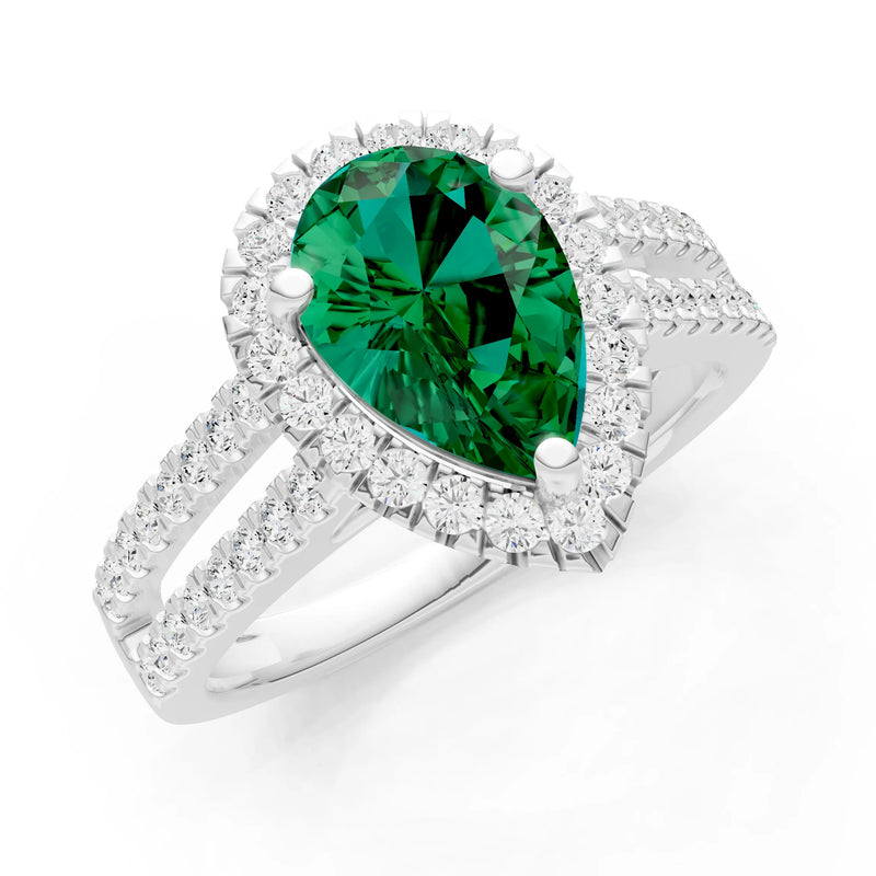 Pear Gemstone Halo Double Band Pave