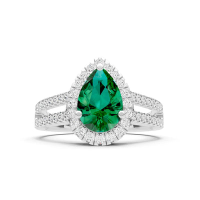 Emerald Halo Double Pear Cut Band Pave