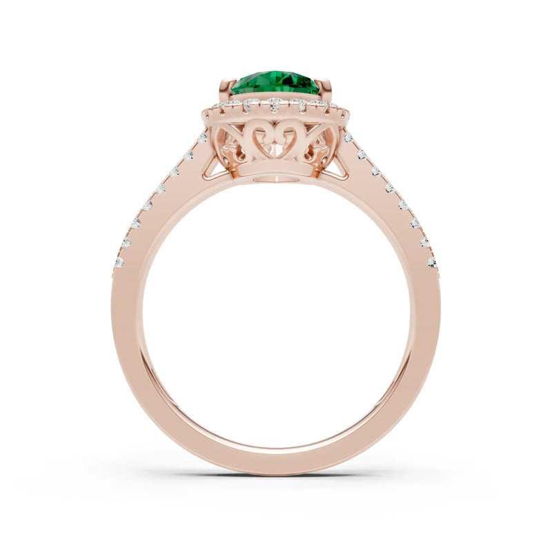 Emerald Halo Double Pear Cut Band Pave