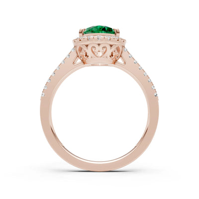 Pear Gemstone Halo Double Band Pave