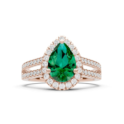 Emerald Halo Double Pear Cut Band Pave