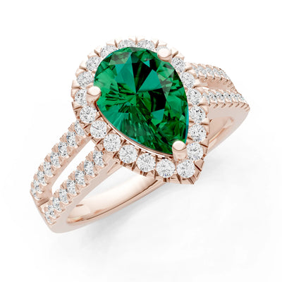 Emerald Halo Double Pear Cut Band Pave