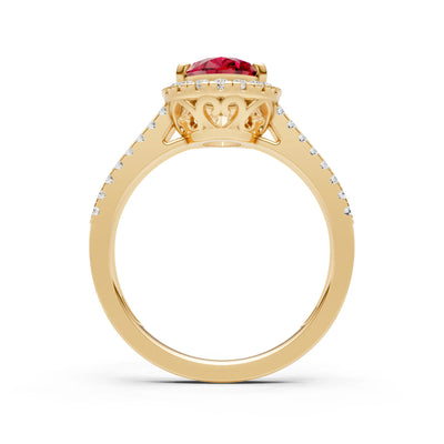 Pear Gemstone Halo Double Band Pave