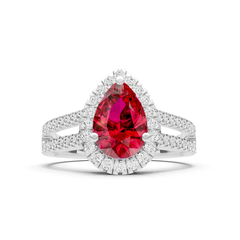 Pear Gemstone Halo Double Band Pave