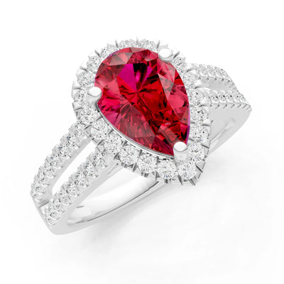 Pear Gemstone Halo Double Band Pave