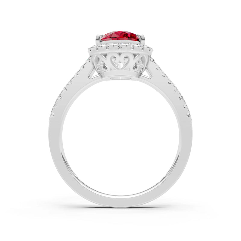 Ruby Halo Double Pear Cut Band Pave