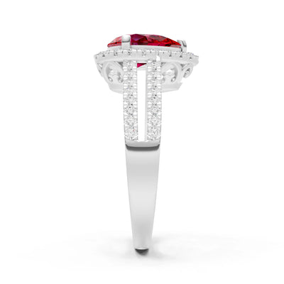 Ruby Halo Double Pear Cut Band Pave
