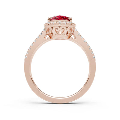 Pear Gemstone Halo Double Band Pave