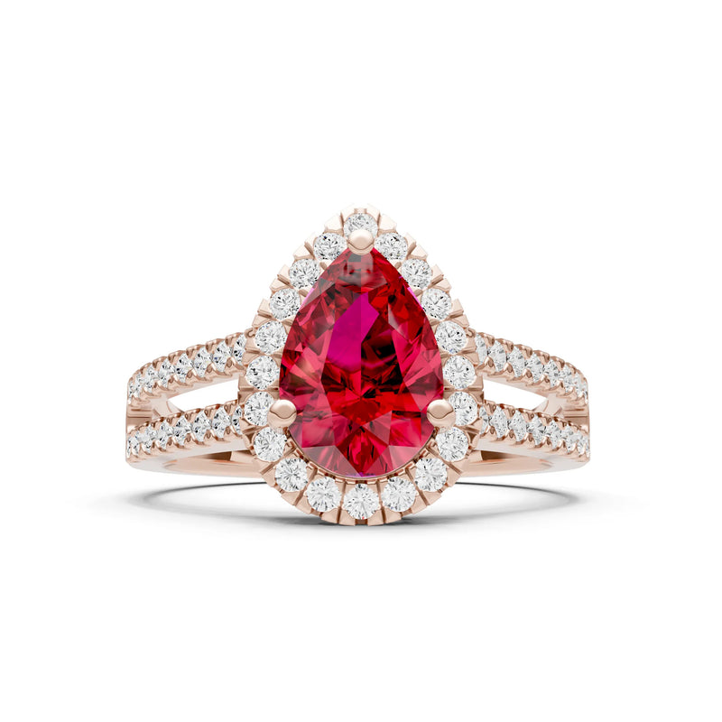 Pear Gemstone Halo Double Band Pave