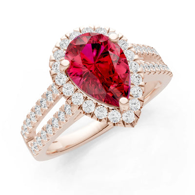 Pear Gemstone Halo Double Band Pave