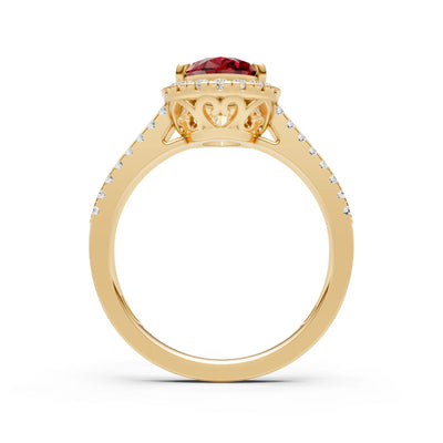 Pear Gemstone Halo Double Band Pave