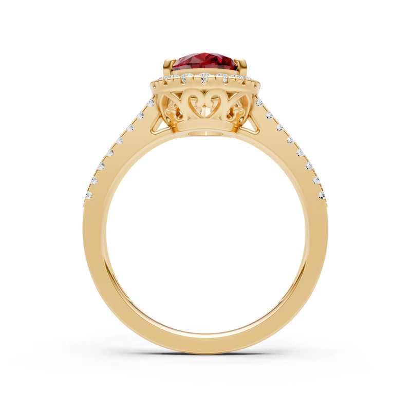 Pear Gemstone Halo Double Band Pave