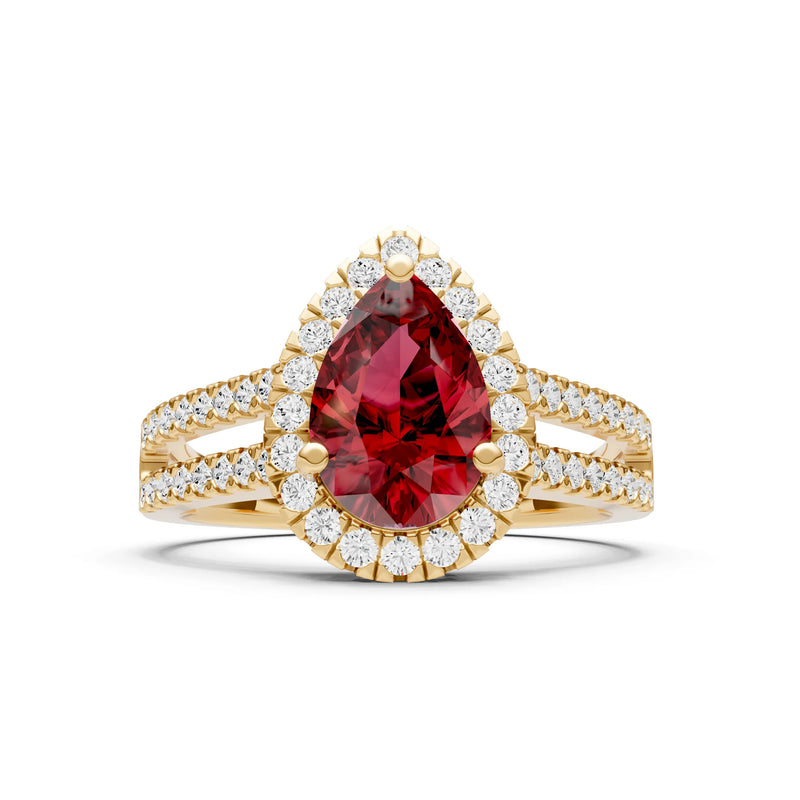 Pear Gemstone Halo Double Band Pave