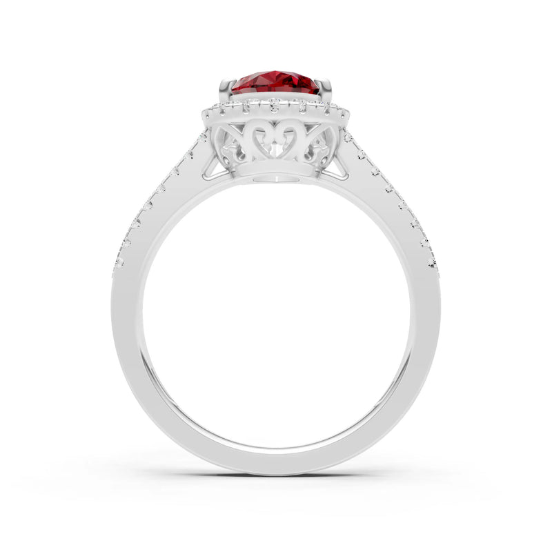 Pear Gemstone Halo Double Band Pave