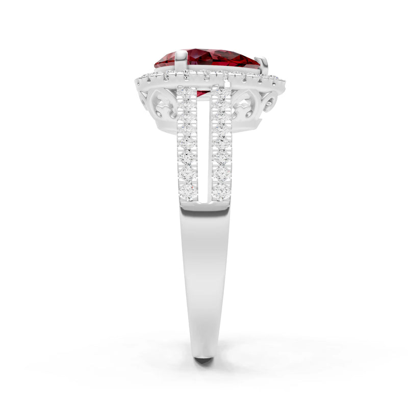 Pear Gemstone Halo Double Band Pave