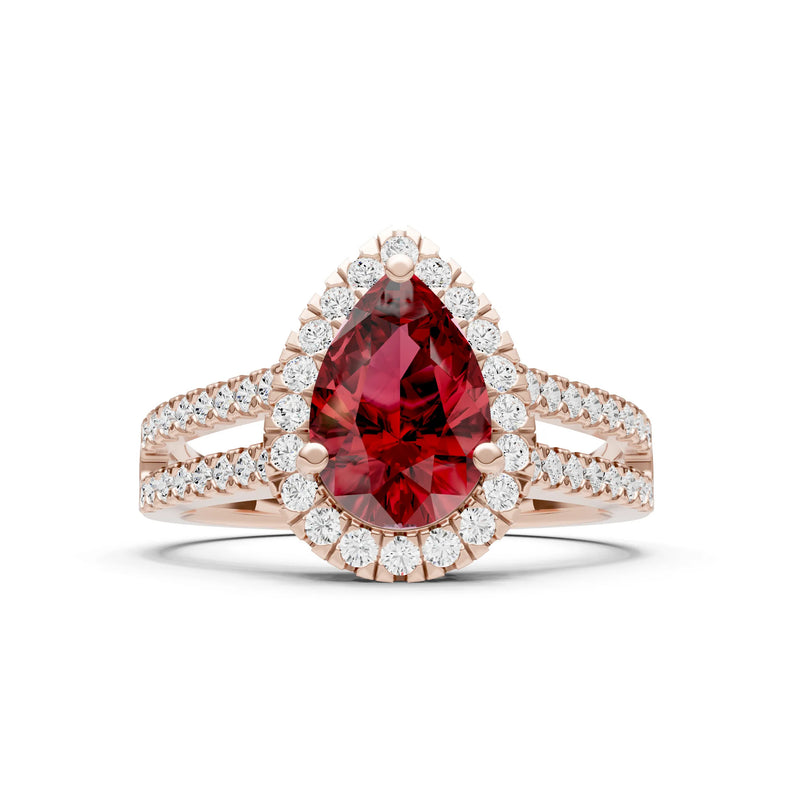 Pear Gemstone Halo Double Band Pave