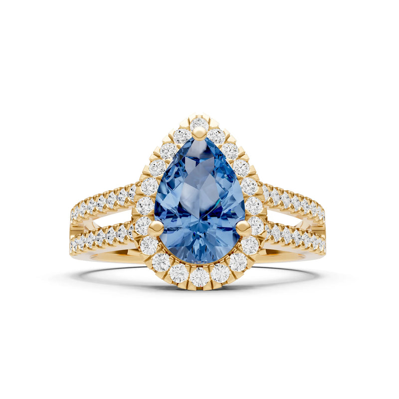 Pear Gemstone Halo Double Band Pave