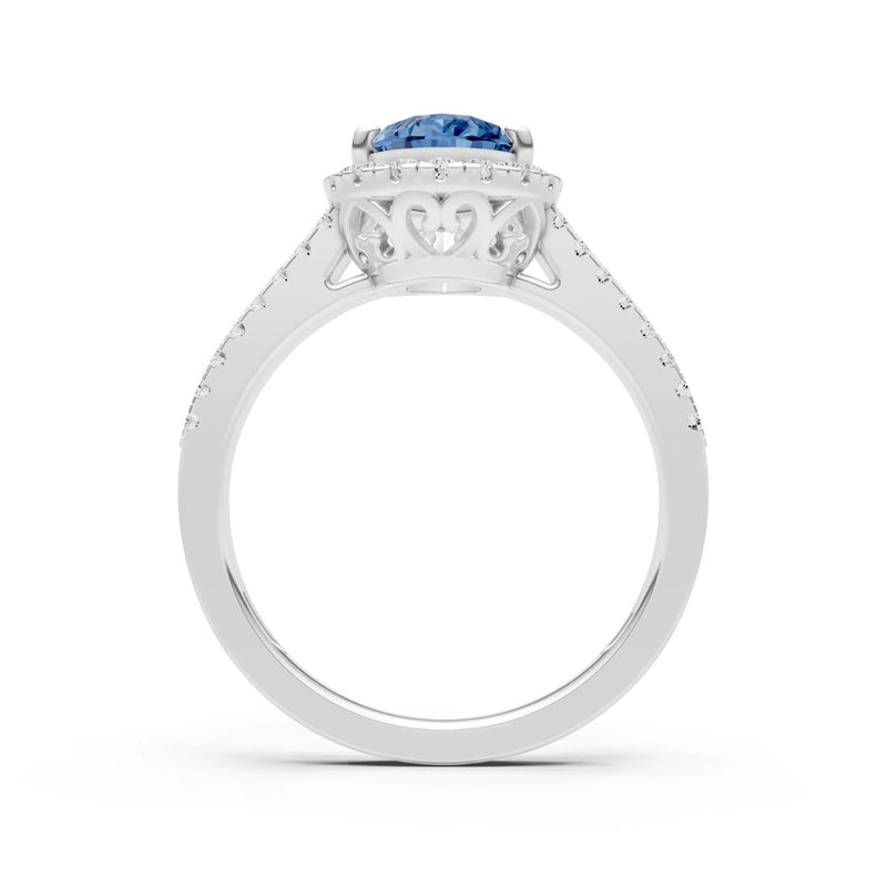 Pear Gemstone Halo Double Band Pave