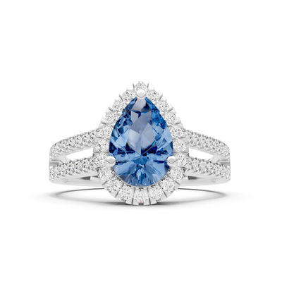 Pear Gemstone Halo Double Band Pave