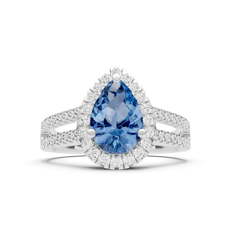 Pear Gemstone Halo Double Band Pave