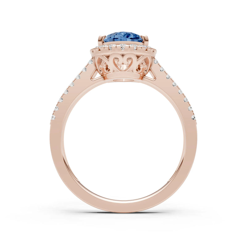 London Blue Topaz Halo Double Pear Cut Band Pave