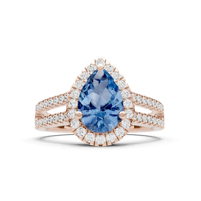Pear Gemstone Halo Double Band Pave