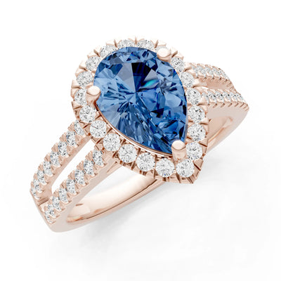 Pear Gemstone Halo Double Band Pave