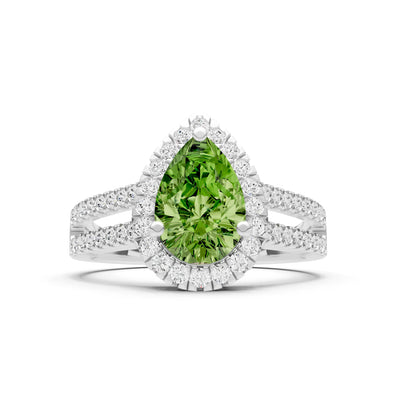 Pear Gemstone Halo Double Band Pave