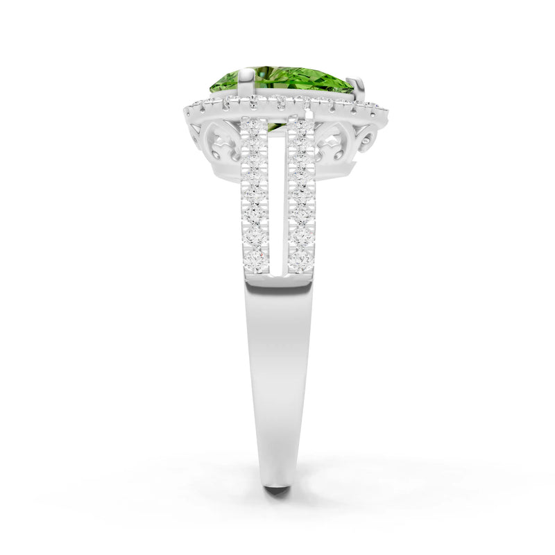Pear Gemstone Halo Double Band Pave