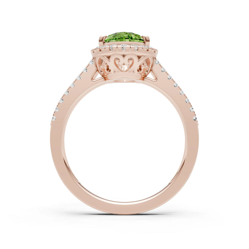 Pear Gemstone Halo Double Band Pave